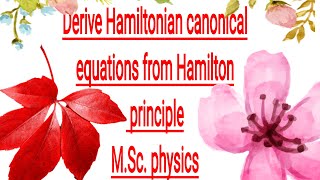 Derive Hamiltonian canonical equations from Hamilton variational principleMSc physics [upl. by Lledualc]