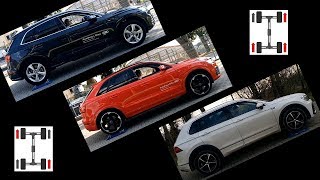 SLIP TEST  Ouattro Ultra vs Haldex  Audi Q5 vs VW Tiguan 4Motion vs Audi Q3 4x4testsonrollers [upl. by Akit323]