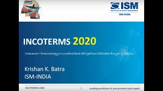 Webinar on INCOTERMS 2020 [upl. by Auhsaj872]