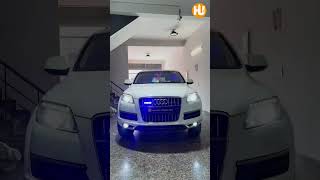 Audi Q7 headlight and foglamp upgrade for best visibility Red blue flasher with wireless siren [upl. by Ahsienyt328]