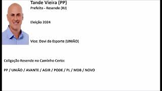 Eleições 2024  Jingle Tande Vieira PP  Prefeito Resende RJ [upl. by Antonina]