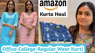 Amazon Kurti Haul  OfficeCollegeRegular Wear Kurti  Under Budget Kurta  Trending Kurti [upl. by Neelhtakyram]