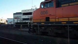 BNSF grain train with Leslie RS3L [upl. by Enymsaj]