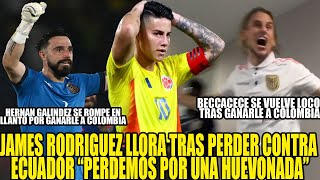 JAMES RODRIGUEZ LLORA TRAS PERDER CONTRA ECUADOR HERNAN GALINDEZ SE ROMPE EN LLANTO TRAS SER FIGURA [upl. by Ahtnahc]