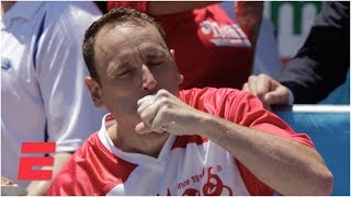 Joey Chestnut eats 71 hot dogs to win Nathan’s Hot Dog Eating Contest for 12th time  ESPN [upl. by Kelcie]