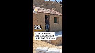 Il se construit une cabane sur la plage de Khan Younes [upl. by Ikeda]