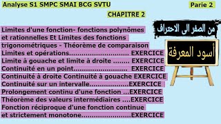 Analyse S1 SMPC SMAI BCG SVTU Chapitre 2 partie 2 Limites et continuité [upl. by Zetrac]