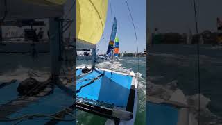 UNDERTAKING AT THE FINISH LINE  Lake Macquarie Australia sailing catamaran hobie14 [upl. by Herta]