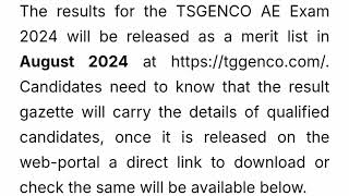 TSGENCO AE Results 2024 tggencocom [upl. by Dutchman]