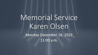 Memorial Service for Karen Olsen Faith Lutheran  Marshfield  December 18 2023 [upl. by Ecyak]