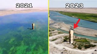 Euphrates river water Level comparison in the same spot 2021 vs 2023 [upl. by Acinonrev]