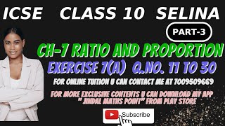 ICSE Ch7 Ratio and Proportion Ex7A Q No1130 From Selina Concise For ICSE Class 10 Math [upl. by Palmira213]