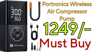 Portronics Vayu 30 tyre Inflator with 150 PSI Pressure 4000 mAh Battery Digital Display Unboxing [upl. by Ailedo66]