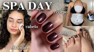 SPA DAY COMPLETO 🧖🏻‍♀️🤍 unhas pé amp mão depilação descoloração haircare skincare autocuidado [upl. by Senilec]