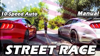 2018 Mustang GT vs Shelby GT350R STREET RACE  The Clear Winner [upl. by Tiffa818]