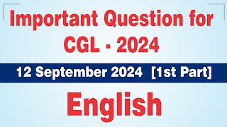 English Important Question for CGL  2024 Part  01  12 September 2024 [upl. by Hesta]