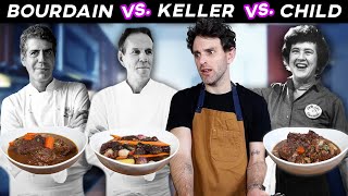 Beef Bourguignon CAGE MATCH Julia Child vs Anthony Bourdain vs Thomas Keller [upl. by Ecilef29]