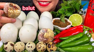 ASMR BALUT DUCK EGGS EMBRYO QUAIL EGGS CHILLI V CORIANDER MASSIVE Mukbang Eating Sounds [upl. by Flower439]