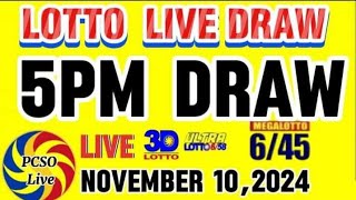 PCSO LOTTO 5PM LIVE DRAW TODAY NOVEMBER 102024 [upl. by Asin]