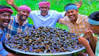 50 KG MUSSELS  River Mussels Fry Recipe Cooking amp Eating In Village  Rare Healthy Recipe [upl. by Karlis]