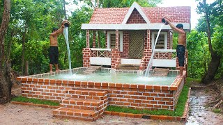 Buildding Amazing Pretty Brick Swimming Pool And Modern Two Story House Villa Design In Forest [upl. by Padgett94]