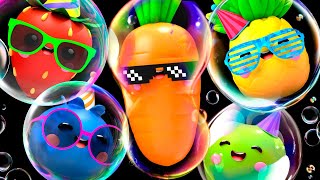 Baby Fruit Dancing with BUBBLES 🍎🍊🍋‍🍏🍇 Sensory Video [upl. by Rednaskela630]