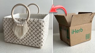 NONSTANDARD USE OF MACRAME PATTERN  STORAGE BASKET IDEA [upl. by Rocca]