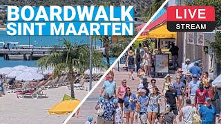 Boardwalk  Great Bay Beach  Philipsburg  Sint Maarten 🌴💦🛳️ LIVE WEBCAM [upl. by Llednahc]