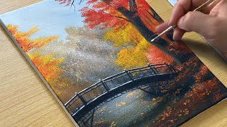 Easy Way to Paint a Autumn Forest  Acrylic Painting for Beginners [upl. by Airotel275]