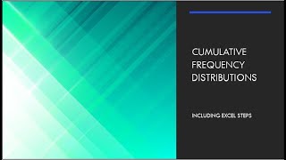 Cumulative Frequency Distribution including Excel Steps [upl. by Nord]