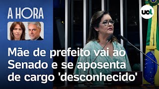 Mãe de prefeito vai ao Senado e se aposenta de cargo público desconhecido  Thais Bilenky [upl. by Sublett755]