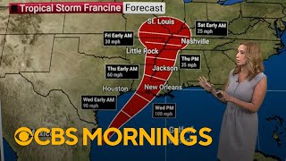 Tropical Storm Francine expected to intensify into a hurricane before making landfall in US [upl. by Kinsman]