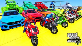 GTA V Super Stunt Car Racing Challenge By SPIDER MAN With Amazing Super Cars Off Road and Sea Shark [upl. by Sheepshanks294]