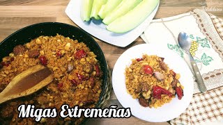 Auténticas MIGAS EXTREMEÑAS receta de Mi Abuela Ana  MIGAS DE PASTOR  MIGAS DE PAN [upl. by Ronnholm926]