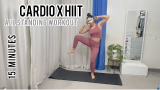 15 MIN CARDIO HIIT  ALL STANDING  Full Body Workout No Repeats [upl. by Fancy]