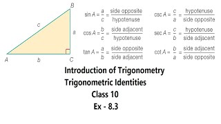 Introduction of Trigonometry Trigonometric Identities Class 10 [upl. by Elpmet]