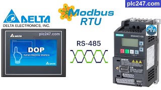 Delta HMI quotModbus RTUquot Siemens Sinamics V20 Tutorial [upl. by Atenahs]