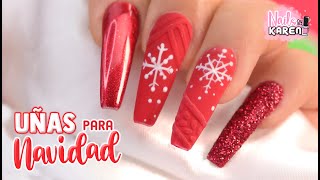 UÑAS NAVIDEÑAS 2020 COLOR ROJO [upl. by Ddej]