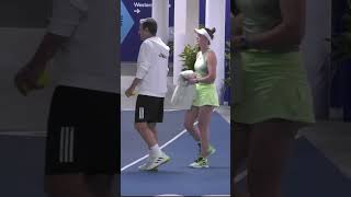 Svitolina stretching and warming up in Australian Open Gael Monfils his husband comes 🎾 AO 2024 [upl. by Logan]