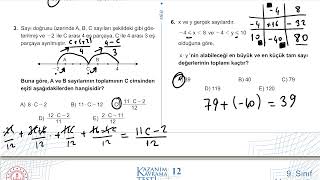 9 Sınıf Matematik Kazanım Kavrama Test 12 Birinci Dereceden Denklemler ve Eşitsizlikler Çözümler [upl. by Einnig]