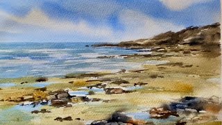 BEGINNERS WATERCOLOR TUTORIAL Paint A SCOTTISH BEACH Loose Watercolour Seascape Landscape Painting [upl. by Lajes737]