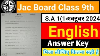 Jac Board Class 9th SA 1 English Answer key 1 October 2024 क्लास 9 अंग्रेजी का उत्तर मिला लीजिए [upl. by Nylhtac]