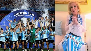 ¡FELIZ El video que grabó Mirtha felicitando a Racing por el título en la Copa Sudamericana [upl. by Fernas]