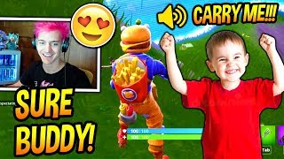 NINJA PLAYS FORTNITE WITH THE CUTEST KID EVER ADORABLE Fortnite FUNNY amp ADORABLE Moments [upl. by Cornia]