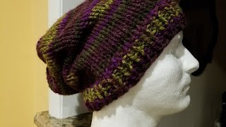 Knit Slouch Hat Tutorial [upl. by Aneehsram238]