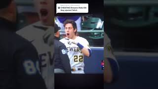 Christian Yelich got ejected he had enough of the cheating umpires before this at bat shorts [upl. by Enellek]