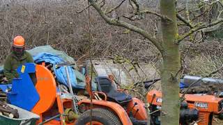 Cutting firewood with my Kubota B4200 compact tractor and Balfor logging saw bench [upl. by Aibar]