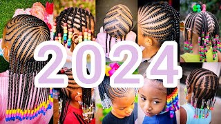 💯🔥2024 Best Ideas For Little Girls Cornrows Braids Hairstyles  Cute Kids Hairstyles with Beads👍🎄 [upl. by Oric519]