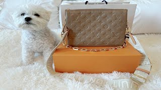 Unboxing the Louis Vuitton Coussin PM in Taupe [upl. by Enajharas128]