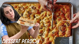 Claire Saffitz Makes Soft amp Crispy Focaccia  Dessert Person [upl. by Yerffe]